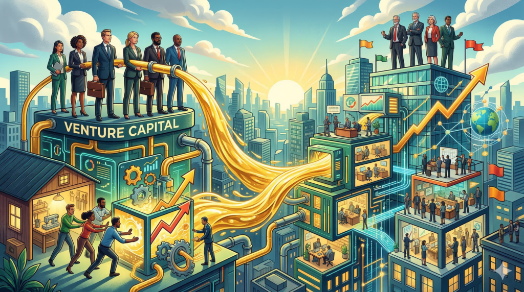 Illustration showing venture capital funding stages for startup growth