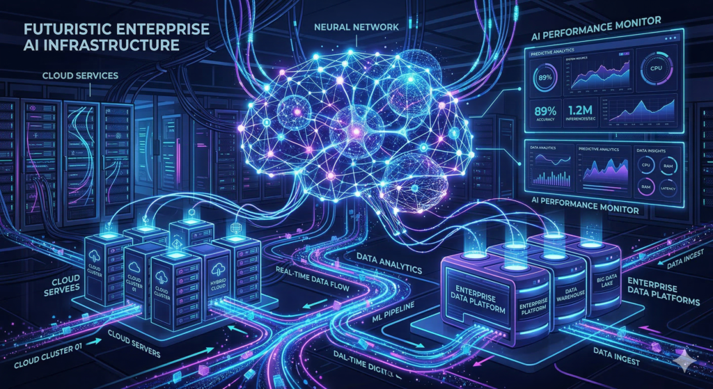 Futuristic enterprise AI infrastructure