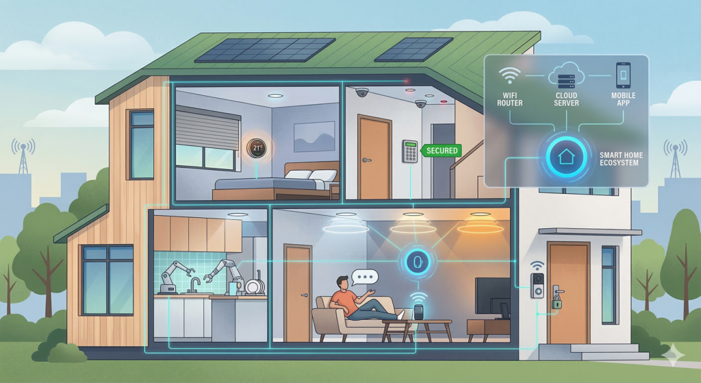 smart home ecosystem showing various technologies