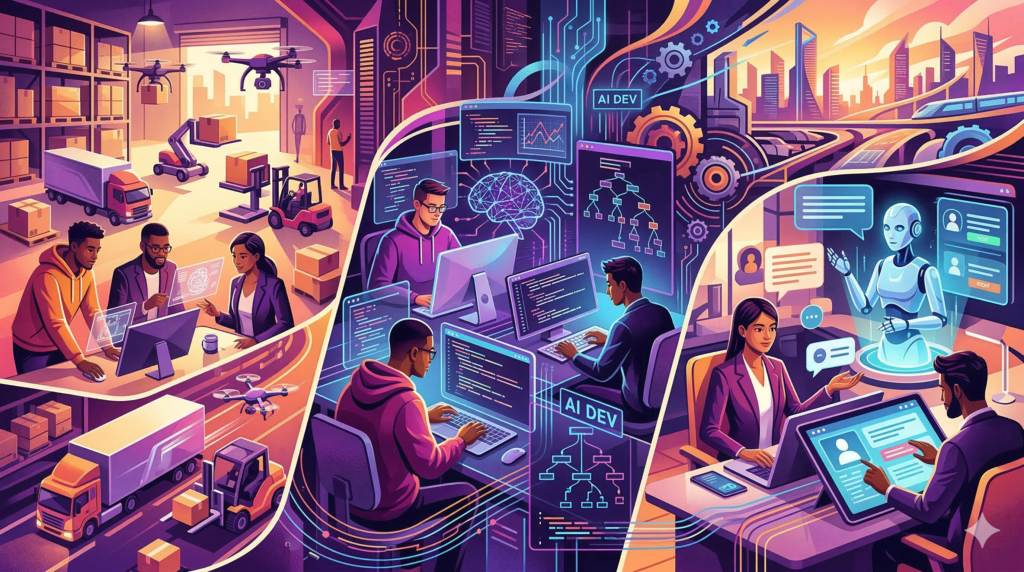 Illustration representing AI systems automating enterprise business workflows