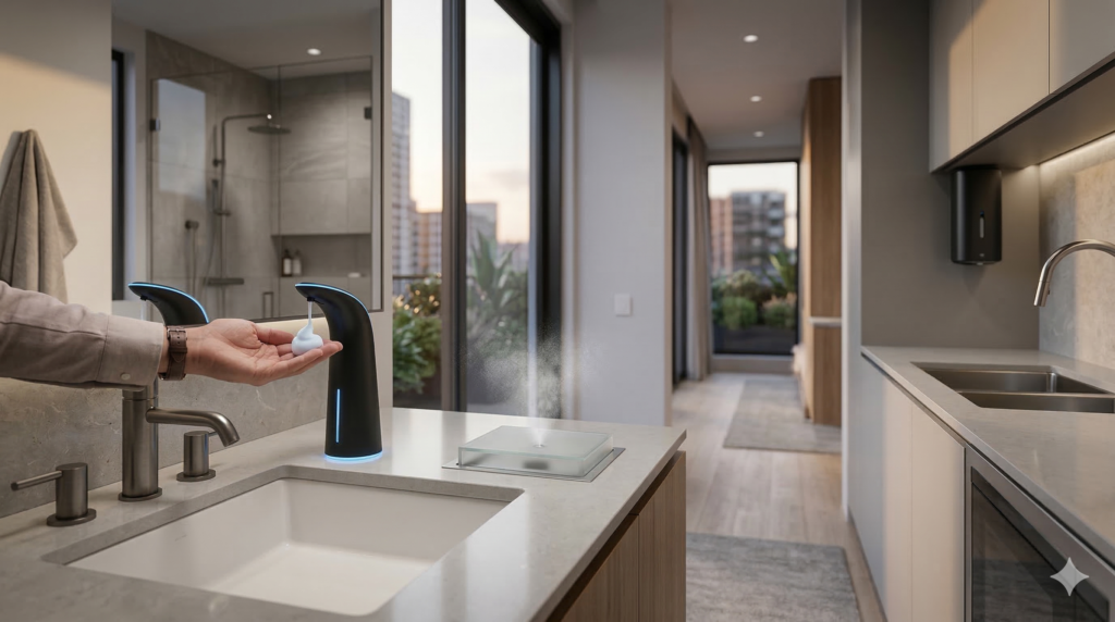 Smart home hygiene device designed for automated sanitation in modern households