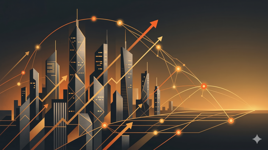 Illustration representing India emerging as a global startup and innovation hub