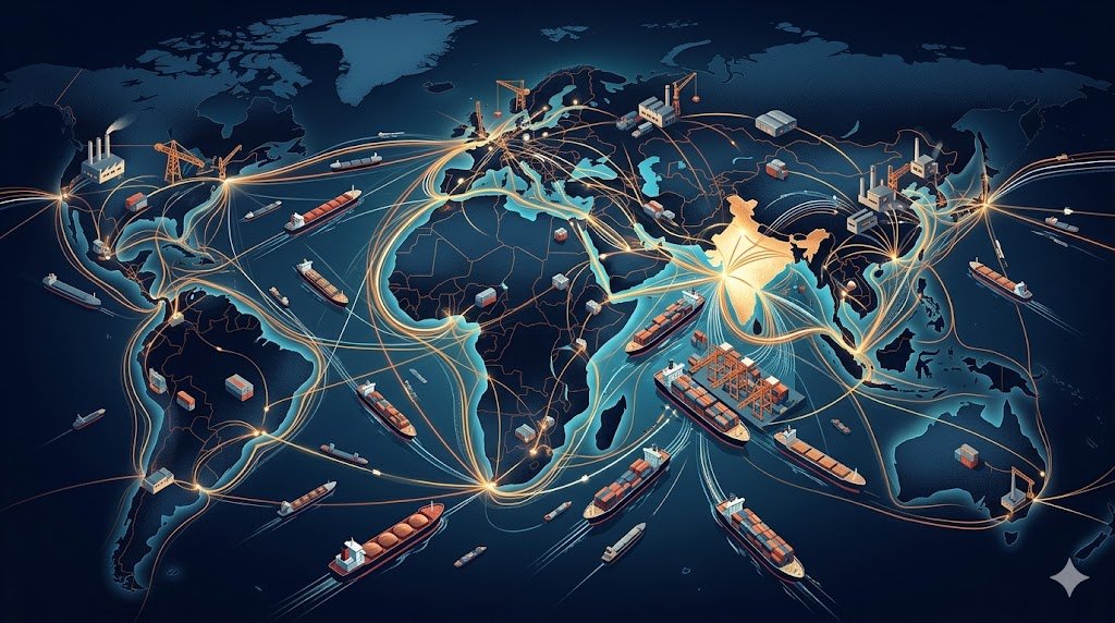 India emerging as a global manufacturing and logistics hub in the realignment of international supply chains.